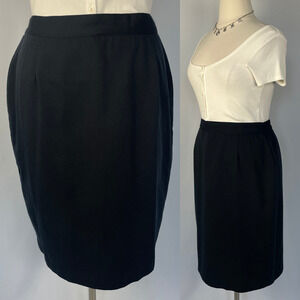 Vintage Pencil Skirt Plus SIze 18W Black Solid Minimal Career Office Academia